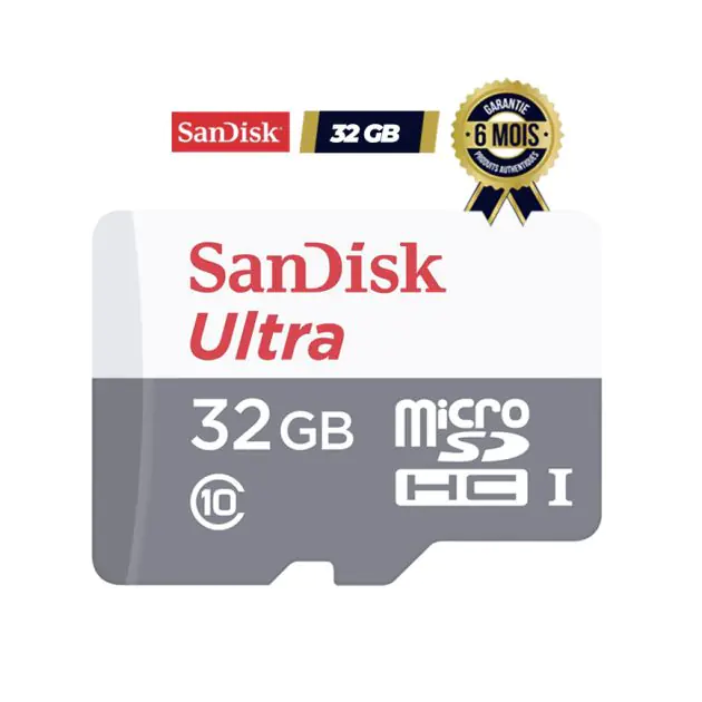 Carte micro SD - SanDisk Ultra MicroSDHC - 32GB UHS-I - 06 mois de garantie