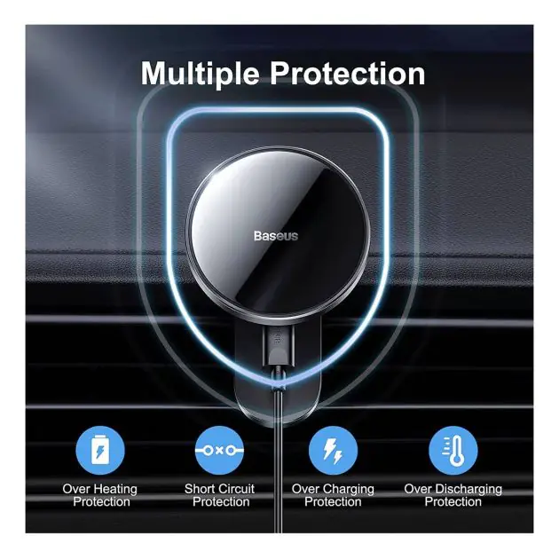 Chargeur de voiture sans fil - Baseus - support magnétique 15 W - pour tableau de bord et grille d'aération 3