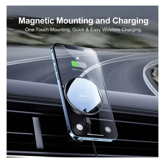 Chargeur de voiture sans fil - Baseus - support magnétique 15 W - pour tableau de bord et grille d'aération 6
